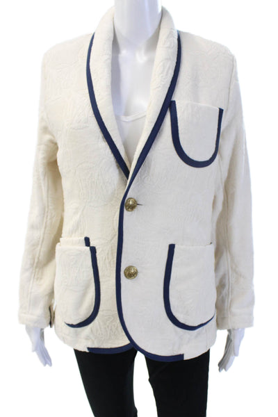 209 Mare Unisex White Cotton Collared Blazer Button Long Sleeve Size M