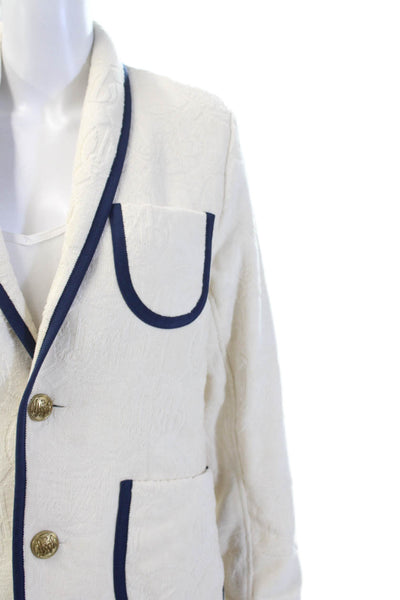 209 Mare Unisex White Cotton Collared Blazer Button Long Sleeve Size M
