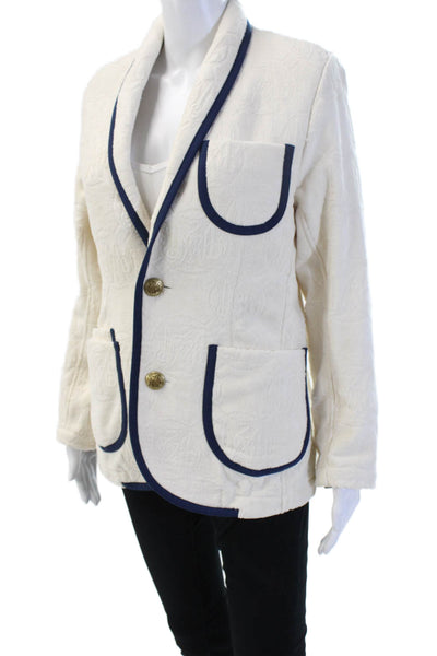 209 Mare Unisex White Cotton Collared Blazer Button Long Sleeve Size M