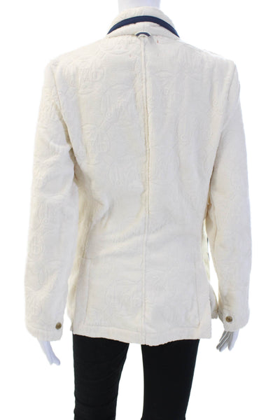 209 Mare Unisex White Cotton Collared Blazer Button Long Sleeve Size M