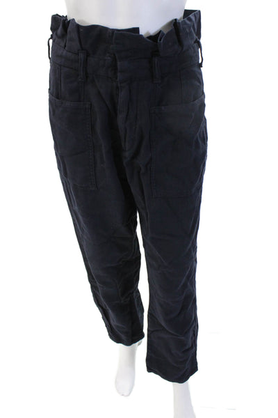 Joes Jeans Unisex Black Cropped Paperbag Pants Button Linen Cotton Size 27