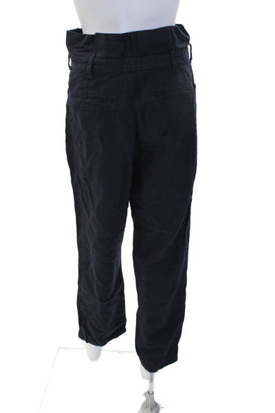 Joes Jeans Unisex Black Cropped Paperbag Pants Button Linen Cotton Size 27