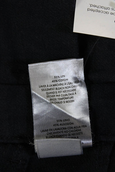 Joes Jeans Unisex Black Cropped Paperbag Pants Button Linen Cotton Size 27