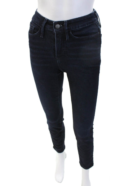 Athleta Women Skinny Ankle Jeans Dark Blue Mid Rise Button Size 0