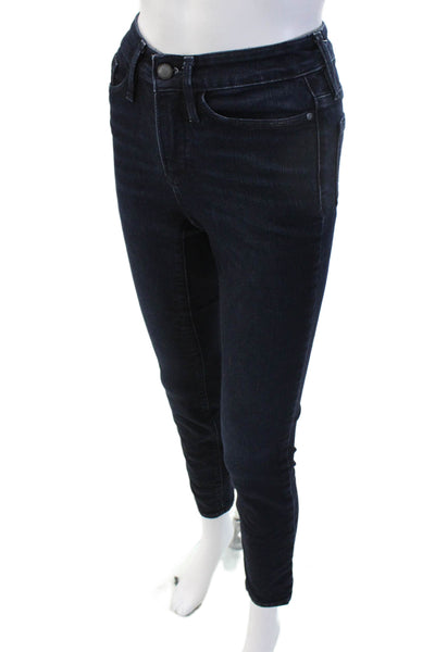 Athleta Women Skinny Ankle Jeans Dark Blue Mid Rise Button Size 0
