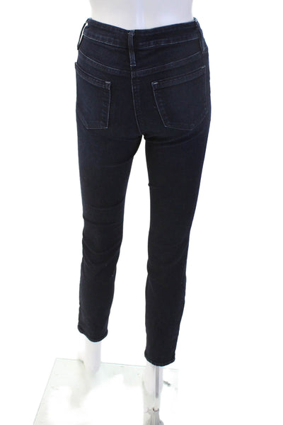 Athleta Women Skinny Ankle Jeans Dark Blue Mid Rise Button Size 0