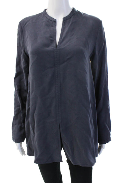 COS Womens Tunic Blouse Dark Blue Long Sleeve Modal Cupro Size 6