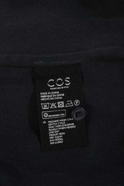 COS Womens Tunic Blouse Dark Blue Long Sleeve Modal Cupro Size 6