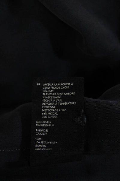 COS Womens Tunic Blouse Dark Blue Long Sleeve Modal Cupro Size 6