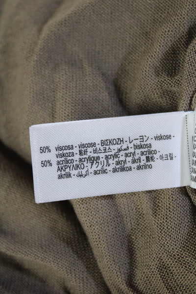 Zara Women Pullover Brown Viscose Acrylic Army Round Neck Long Sleeve Size M