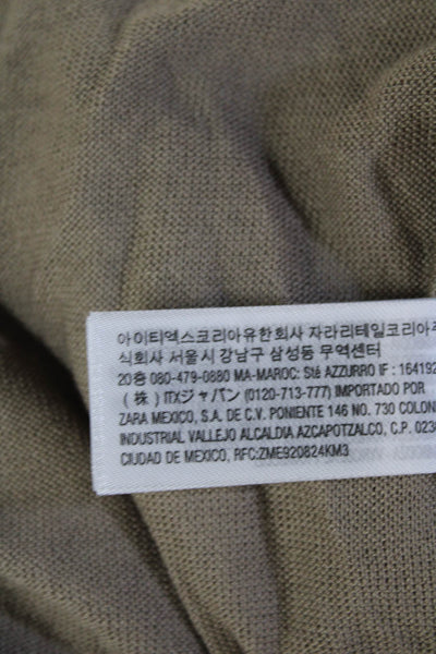 Zara Women Pullover Brown Viscose Acrylic Army Round Neck Long Sleeve Size M