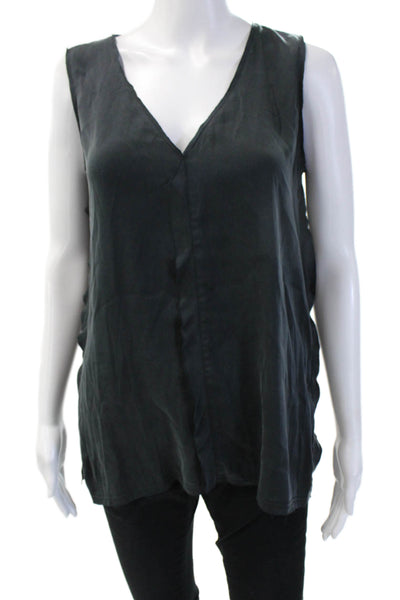 Go Silk Womens Basic Black Silk Blend V-Neck Sleeveless Tank Size S