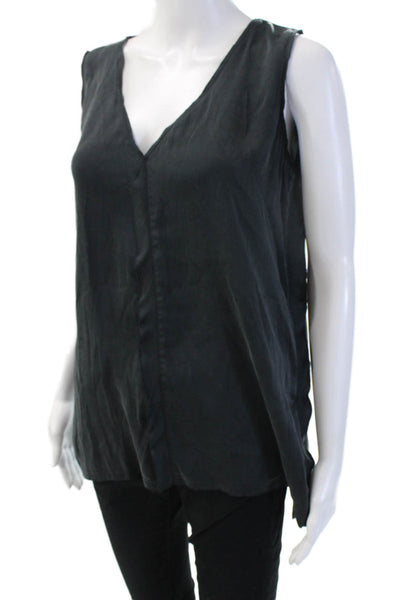 Go Silk Womens Basic Black Silk Blend V-Neck Sleeveless Tank Size S