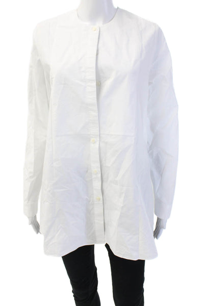COS Womens Basic Tunic Button-Up Long Sleeve Crew Neck Cotton White Size 4