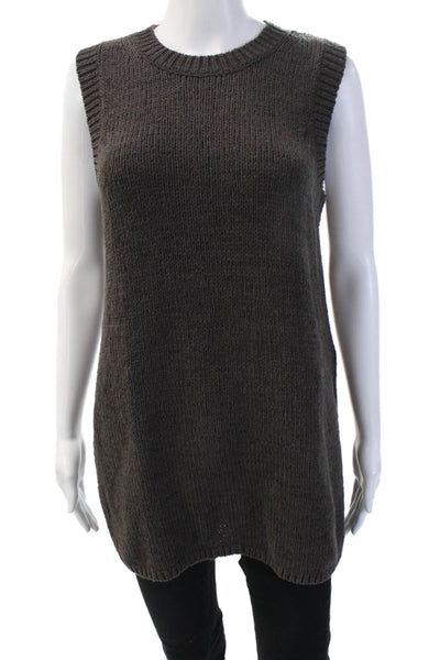 White Label Women Pullover Sweater Dark Gray Sleeveless Crew Neck Size S