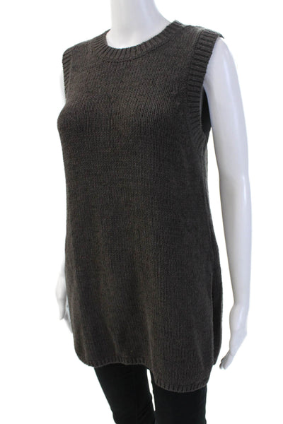 White Label Women Pullover Sweater Dark Gray Sleeveless Crew Neck Size S