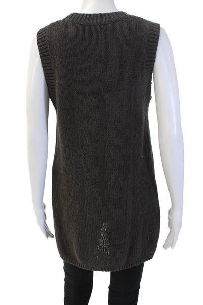 White Label Women Pullover Sweater Dark Gray Sleeveless Crew Neck Size S