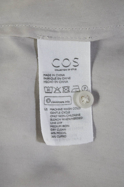 COS Women Basic Tunic Blouse Beige Long Sleeve Button Size 4