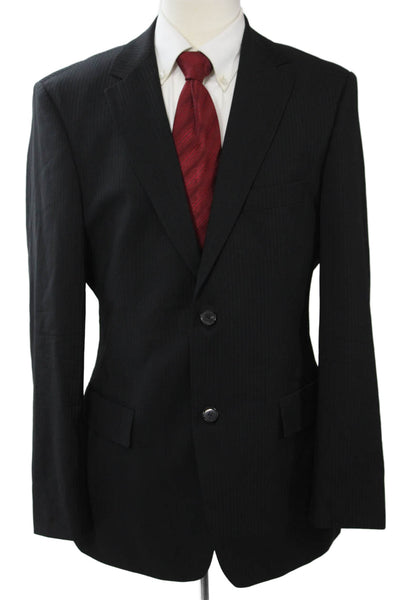Boss Hugo Boss Mens Suit Jacket Black Striped Button Collared Size 42