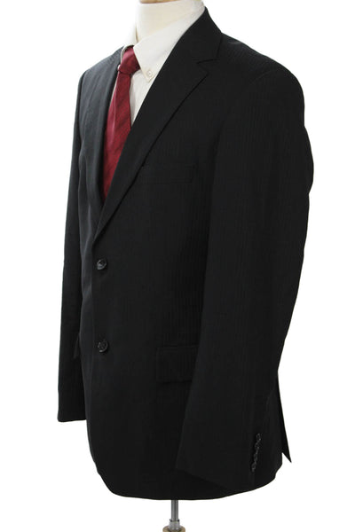 Boss Hugo Boss Mens Suit Jacket Black Striped Button Collared Size 42