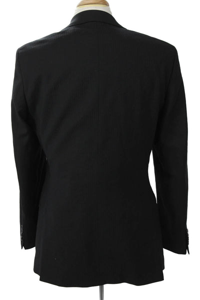 Boss Hugo Boss Mens Suit Jacket Black Striped Button Collared Size 42