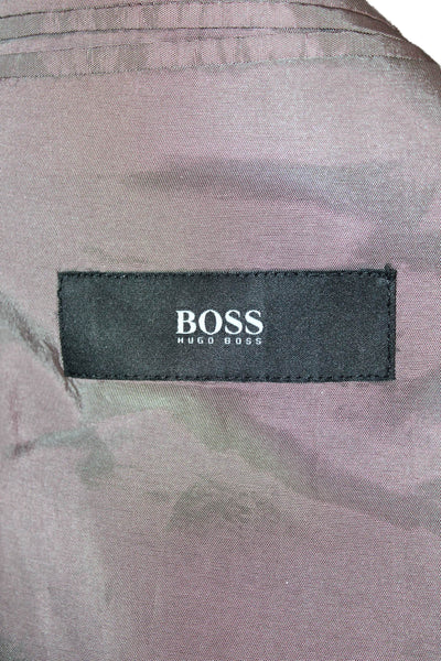 Boss Hugo Boss Mens Suit Jacket Black Striped Button Collared Size 42