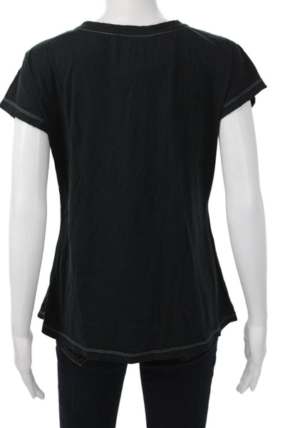 Recycled Karma Women Black Graphic Music T-Shirt Short Sleeve Size L