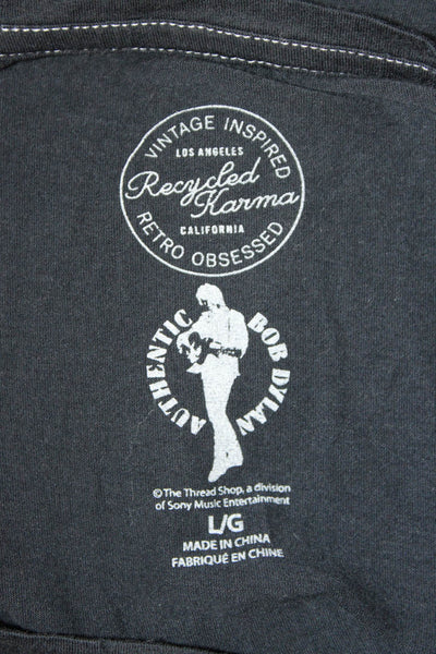 Recycled Karma Women Black Graphic Music T-Shirt Short Sleeve Size L
