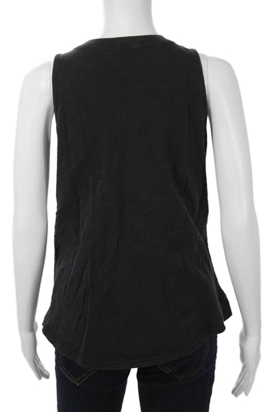Leallo Womens Jersey V-Neck Black Sleeveless Tank Cotton Size M