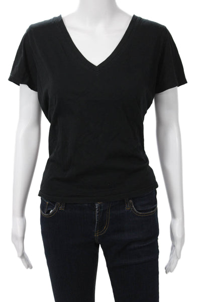 Nation LTD Womens Basic V-Neck Short Sleeve Black T-Shirt Size L