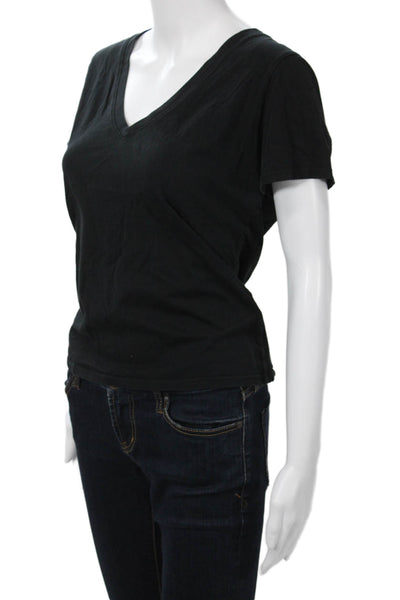 Nation LTD Womens Basic V-Neck Short Sleeve Black T-Shirt Size L