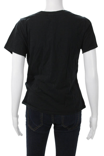 Nation LTD Womens Basic V-Neck Short Sleeve Black T-Shirt Size L