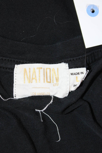 Nation LTD Womens Basic V-Neck Short Sleeve Black T-Shirt Size L