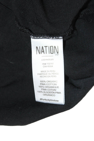 Nation LTD Womens Basic V-Neck Short Sleeve Black T-Shirt Size L
