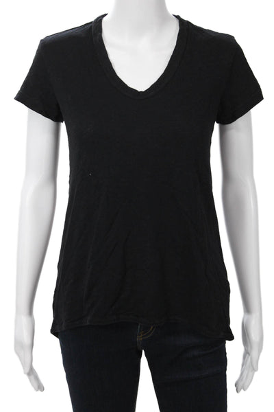 Wilt Women Basic Black V-Neck Cotton T-Shirt Short Sleeve Size S