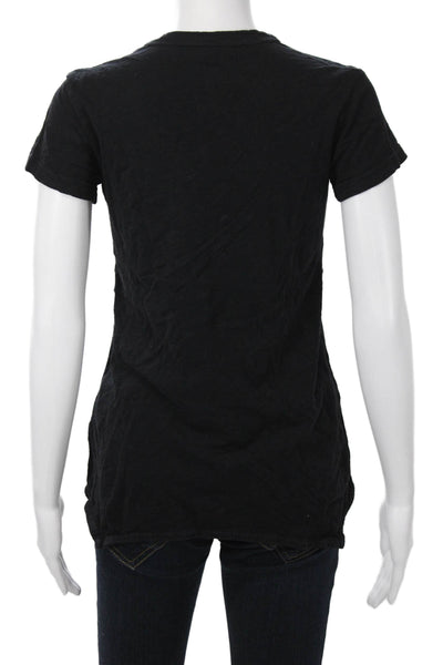 Wilt Women Basic Black V-Neck Cotton T-Shirt Short Sleeve Size S