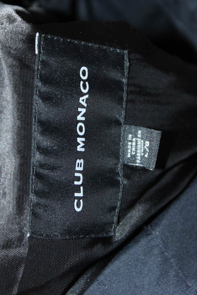 Club Monaco Womens Quilted Windbreaker Jacket Black Collared Button Size L