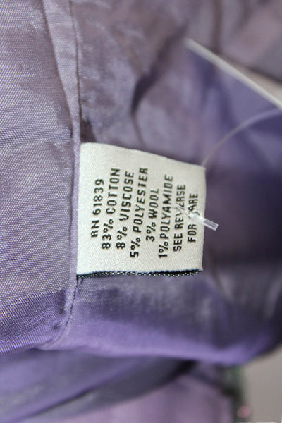 Teri Jon Sportswear Womens Purple Hook Eye Crew Neck 3/4 Sleeve Jacket Size 8