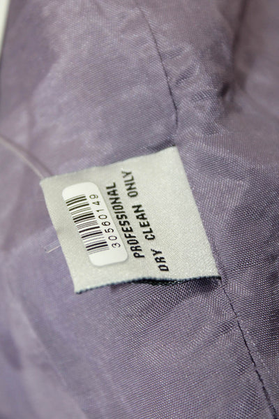 Teri Jon Sportswear Womens Purple Hook Eye Crew Neck 3/4 Sleeve Jacket Size 8
