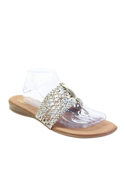 Andre Assous Womens Nice Woven Metallic Multi Flats Shoes Silver Gold Size 11M