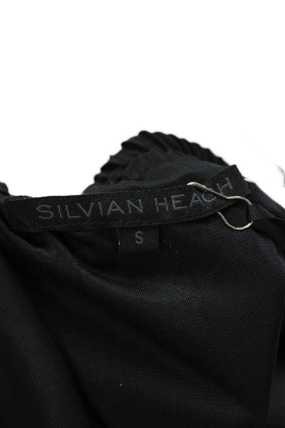 Silvian Heach Women Black A-Line Mini Skirt Polyester Knee Length Size S