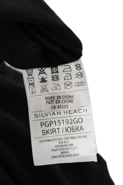 Silvian Heach Women Black A-Line Mini Skirt Polyester Knee Length Size S