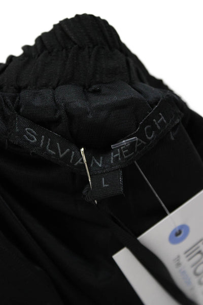 Silvian Heach Women A-Line Mini Skirt Black Polyester Size L