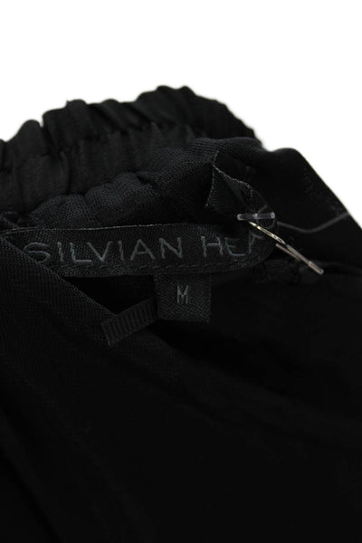 Silvian Heach Women A-Line Mini Skirt Black Knee Length Polyester Size M