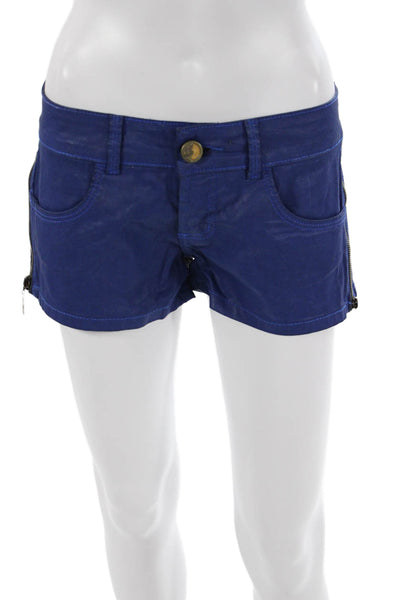 Colcci Unisex Blue Solid Cotton Beach Shorts Button Waist Size 2