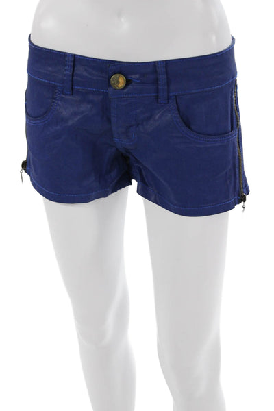 Colcci Unisex Blue Solid Cotton Beach Shorts Button Waist Size 2