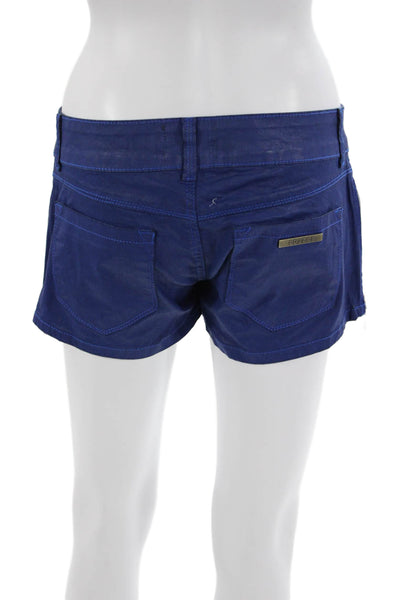 Colcci Unisex Blue Solid Cotton Beach Shorts Button Waist Size 2