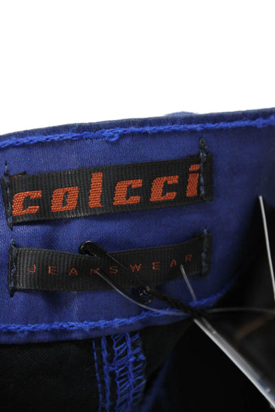 Colcci Unisex Blue Solid Cotton Beach Shorts Button Waist Size 2