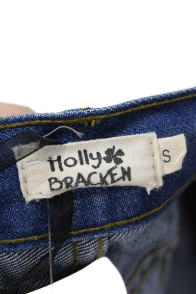 Molly Bracken Unisex Dark Blue Paisley Boho Poly Cotton Elastane Shorts Size S