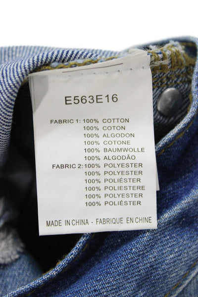 Molly Bracken Unisex Dark Blue Paisley Boho Poly Cotton Elastane Shorts Size S